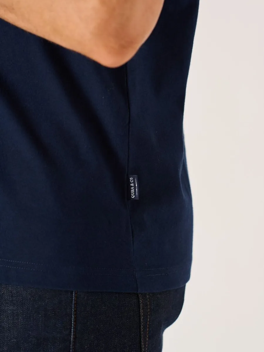 dark_navy_quba_and_co_log_6.webp Quba & Co Dark Navy Quba And Co Logo Lifestyle T-Shirt - Mastern Clearance