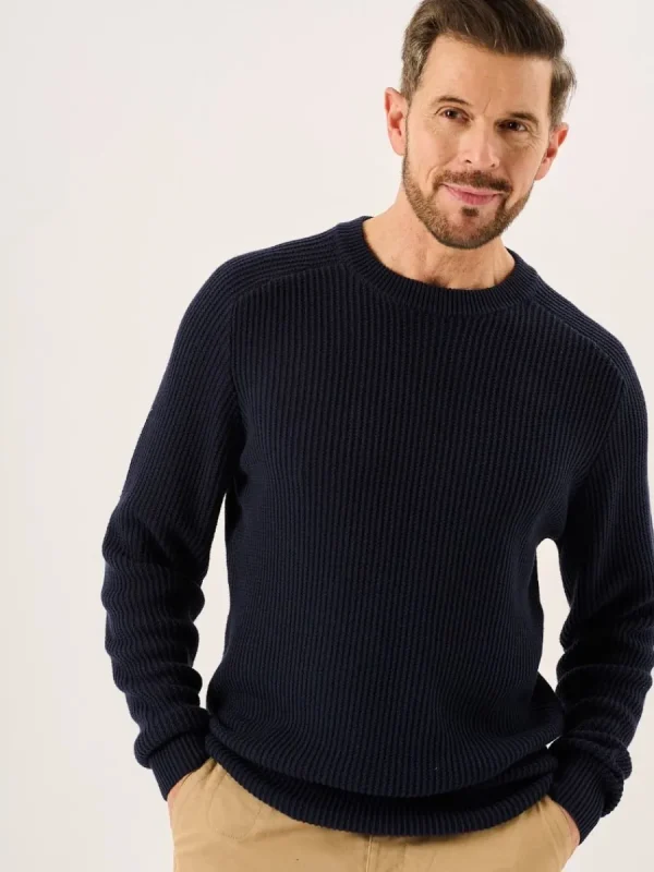 Quba & Co Dark Navy Textured Rib Knit Lifestyle Jumper - Hancock (Size XXL) Sale