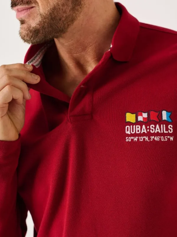 Quba & Co Dark Red Long Sleeve X-Series Polo Shirt - Drexler New