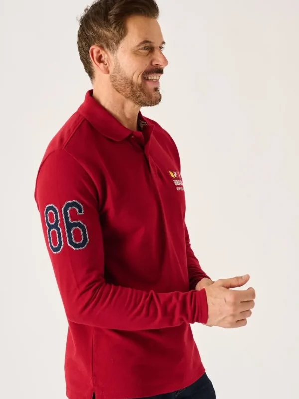 Quba & Co Dark Red Long Sleeve X-Series Polo Shirt - Drexler New