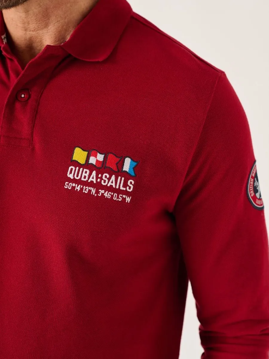 dark_red_long_sleeve_xser_3.webp Quba & Co Dark Red Long Sleeve X-Series Polo Shirt - Drexler New