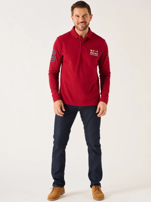 Quba & Co Dark Red Long Sleeve X-Series Polo Shirt - Drexler New