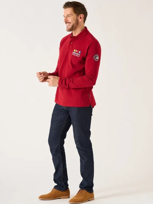 Quba & Co Dark Red Long Sleeve X-Series Polo Shirt - Drexler New