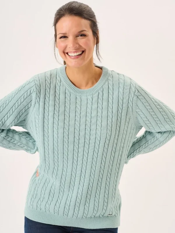Quba & Co Dusty Aqua Cotton Cable Knit Jumper - Calla New