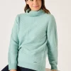 Quba & Co Dusty Aqua Diagonal Stitch Roll Neck Jumper - Amelia Hot