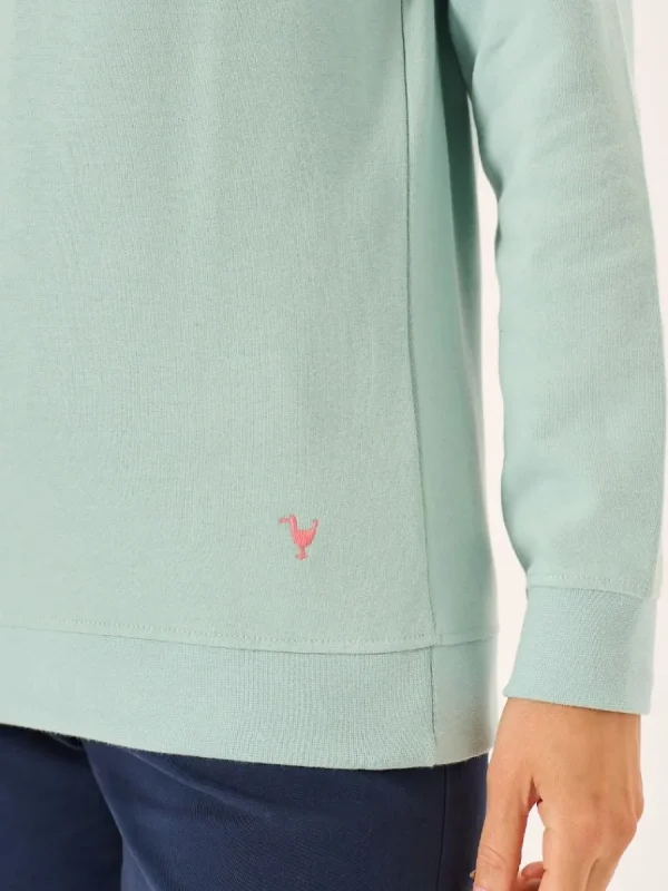 Quba & Co Dusty Aqua Zip Neck Collared Sweatshirt - Garcelle Online