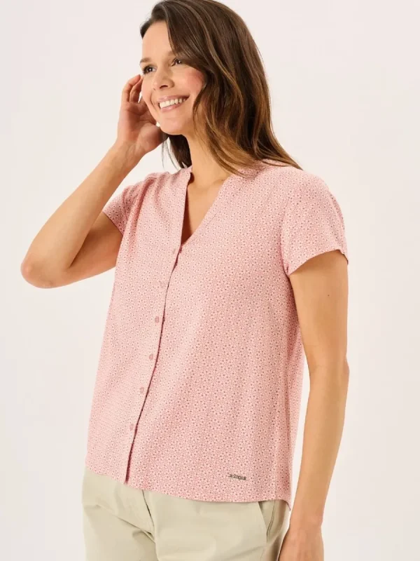 Quba & Co Dusty Pink Notch Neck Spotted Shirt - Adrienne New