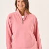 Quba & Co Dusty Rose Pink Zip Neck Sweatshirt - Carlie Best