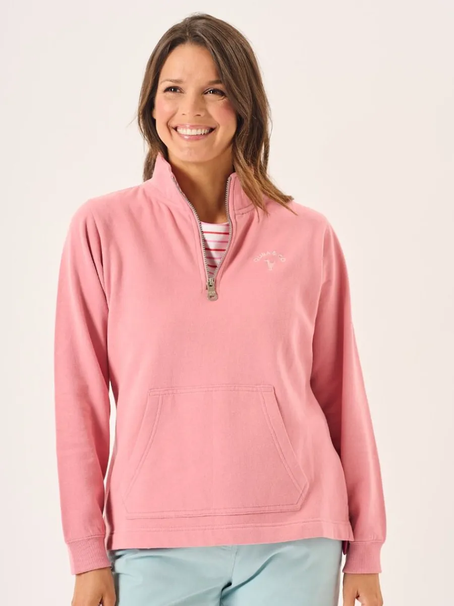 dusty_rose_pink_zip_neck__0.webp Quba & Co Dusty Rose Pink Zip Neck Sweatshirt - Carlie Best