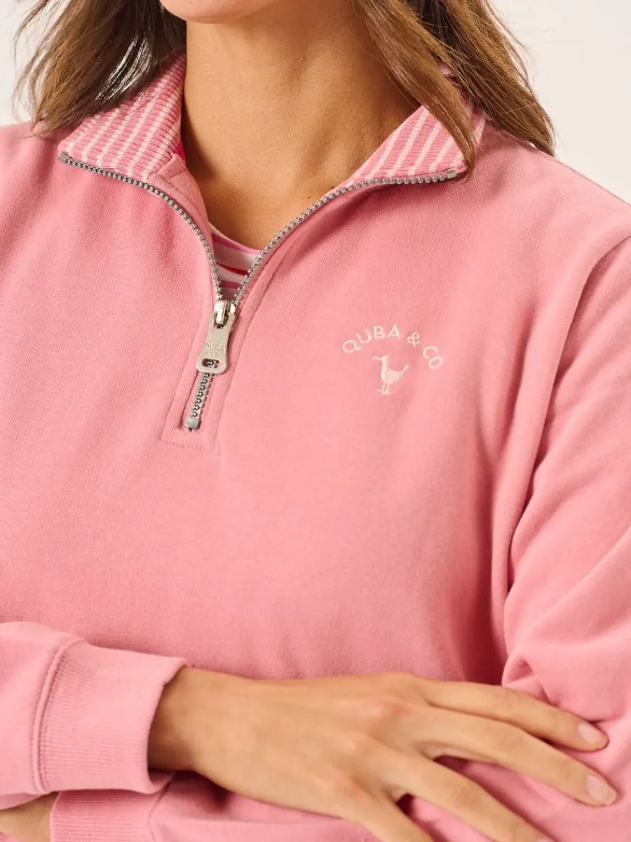 dusty_rose_pink_zip_neck__1.webp Quba & Co Dusty Rose Pink Zip Neck Sweatshirt - Carlie Best