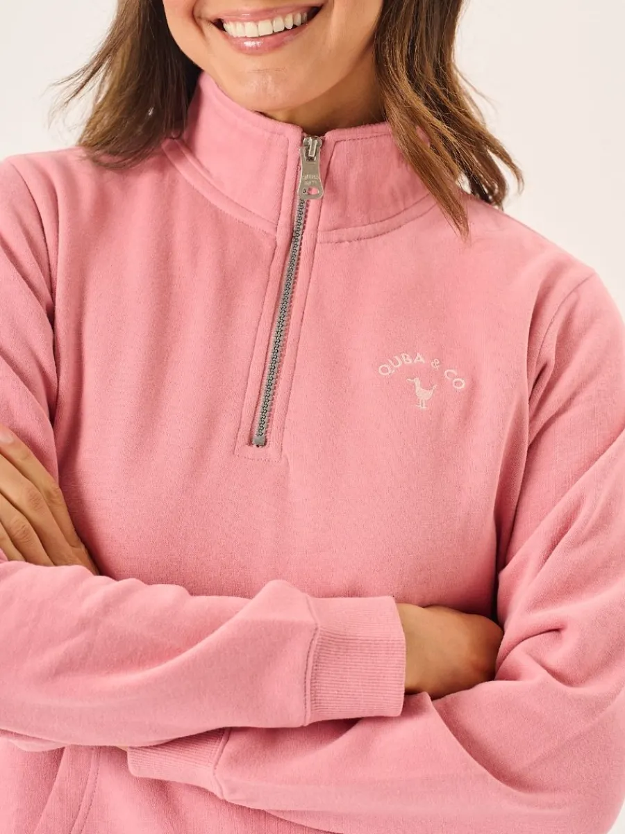 dusty_rose_pink_zip_neck__2.webp Quba & Co Dusty Rose Pink Zip Neck Sweatshirt - Carlie Best