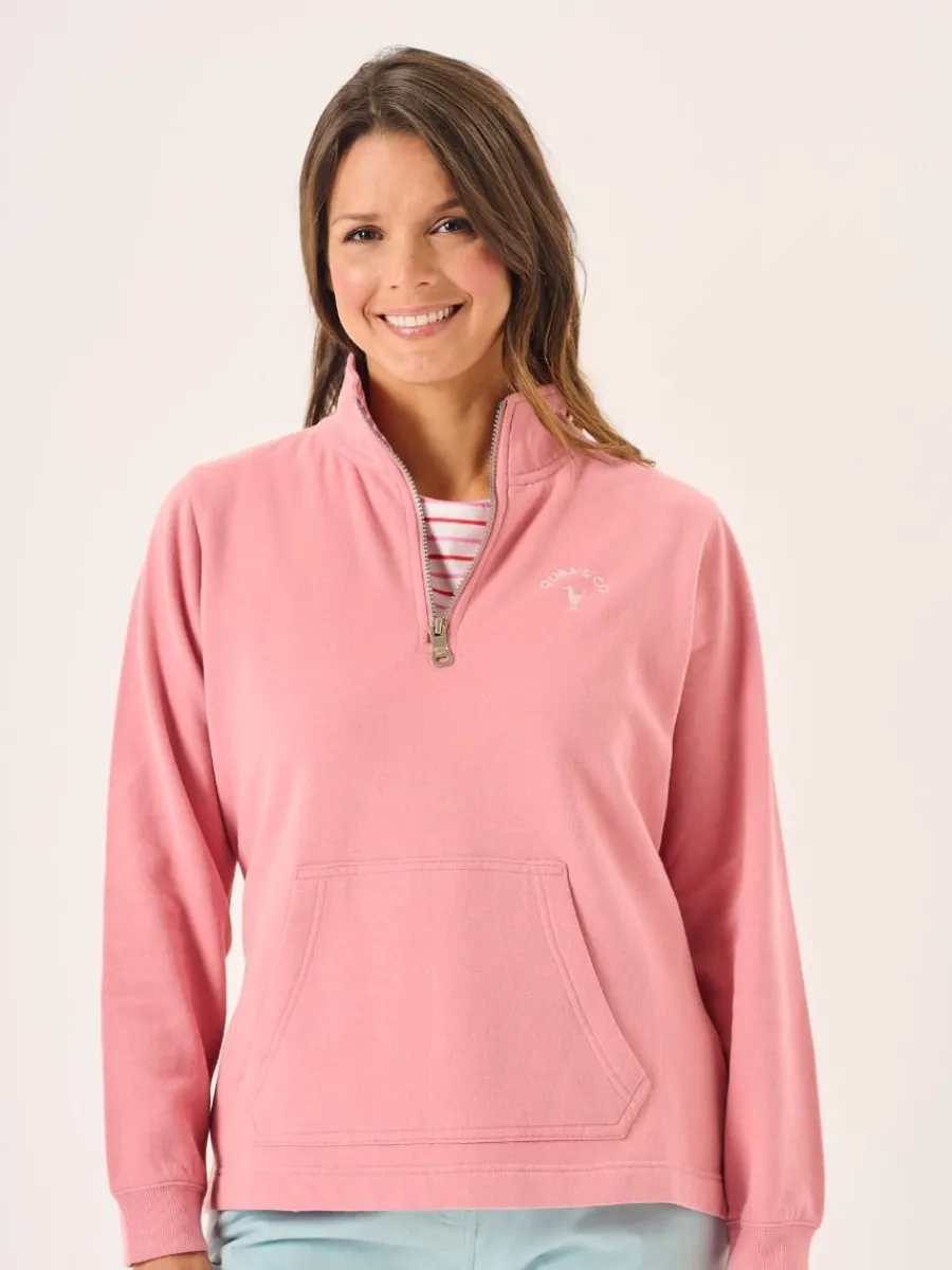 dusty_rose_pink_zip_neck__4.webp Quba & Co Dusty Rose Pink Zip Neck Sweatshirt - Carlie Best