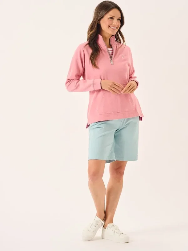 Quba & Co Dusty Rose Pink Zip Neck Sweatshirt - Carlie Best
