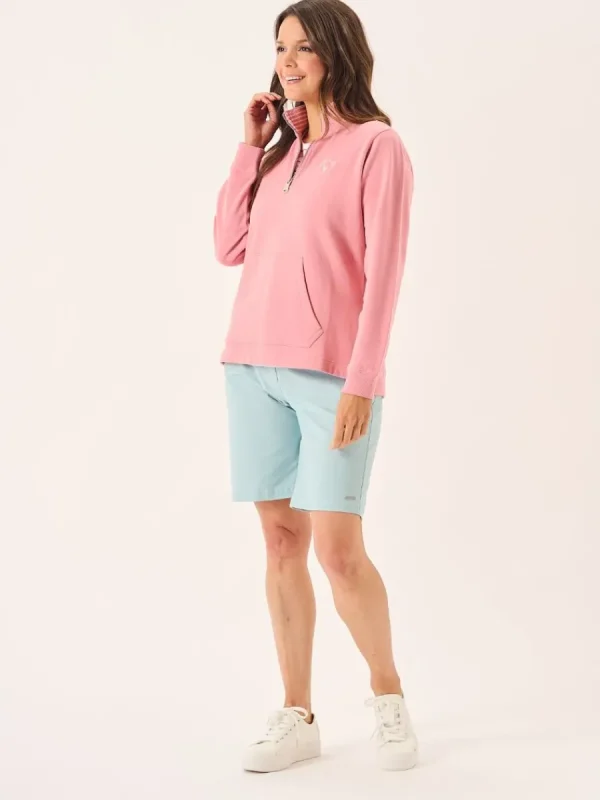 Quba & Co Dusty Rose Pink Zip Neck Sweatshirt - Carlie Best