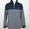 Quba & Co Everly Striped 1/4 Zip Sweatshirt In Navy And White Stripe Sale