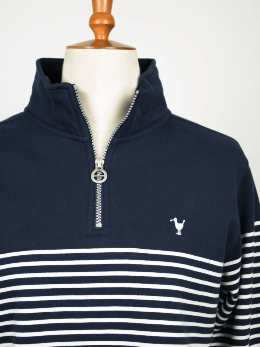 everly_striped__zip_sweat_2.webp Quba & Co Everly Striped 1/4 Zip Sweatshirt In Navy And White Stripe Sale