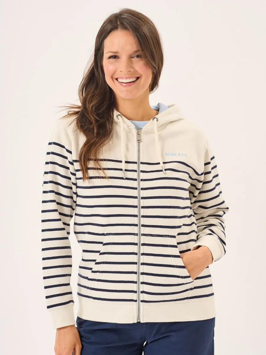 foam_and_navy_striped_qub_2.webp Quba & Co Foam And Navy Striped Quba And Co Zip Through Hoodie - Tinsley Online