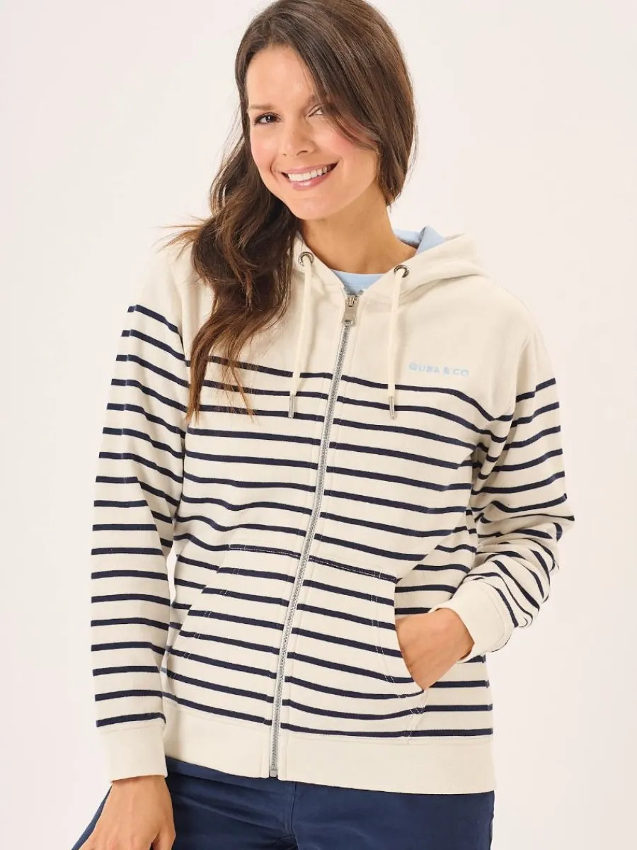foam_and_navy_striped_qub_3.webp Quba & Co Foam And Navy Striped Quba And Co Zip Through Hoodie - Tinsley Online