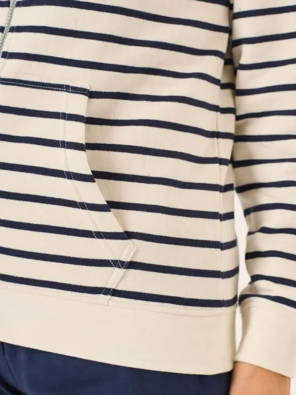 Quba & Co Foam And Navy Striped Quba And Co Zip Through Hoodie - Tinsley Online