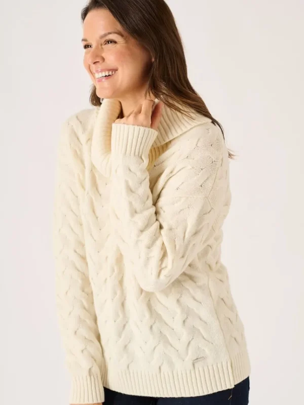 Quba & Co Foam White Chunky Cowl Neck Lambswool Jumper - Carmine Outlet