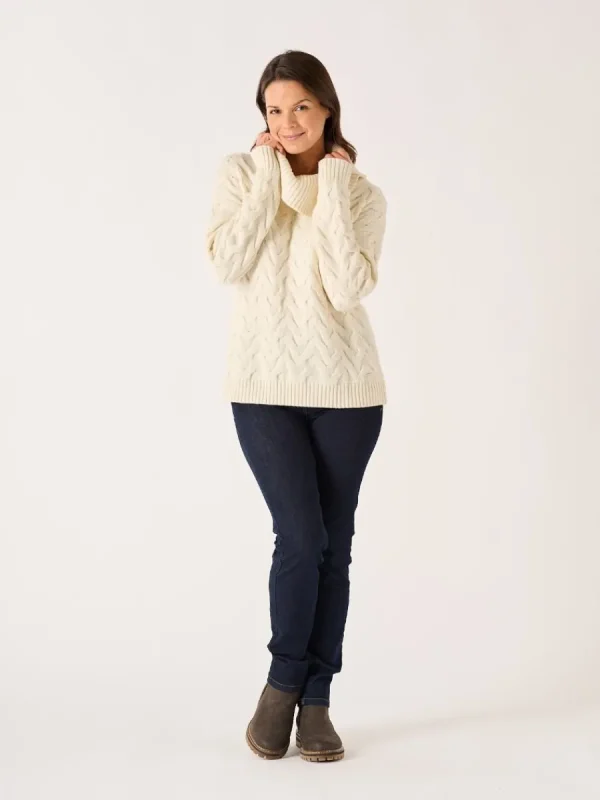 Quba & Co Foam White Chunky Cowl Neck Lambswool Jumper - Carmine Outlet