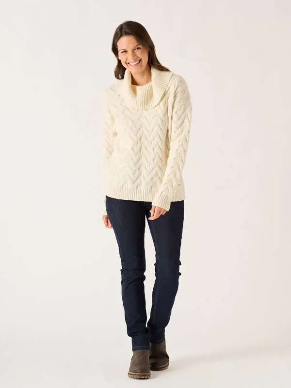 Quba & Co Foam White Chunky Cowl Neck Lambswool Jumper - Carmine Outlet