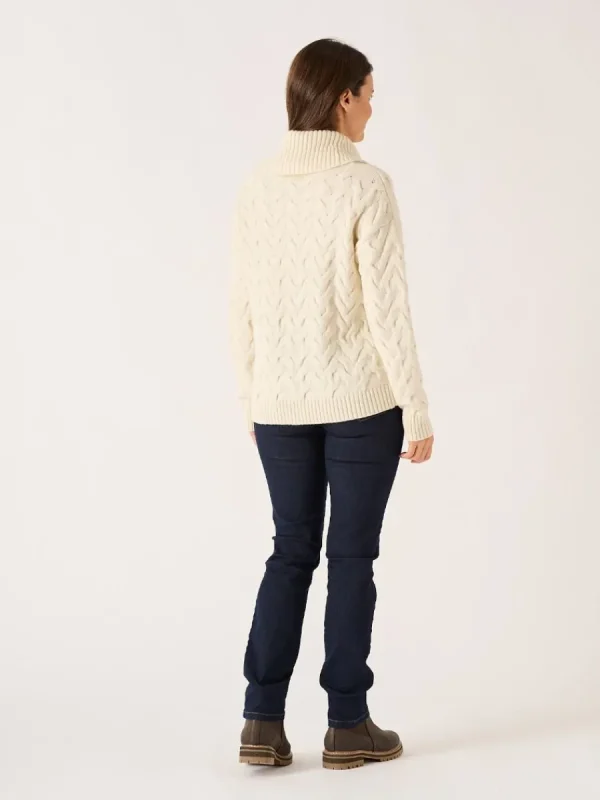 Quba & Co Foam White Chunky Cowl Neck Lambswool Jumper - Carmine Outlet