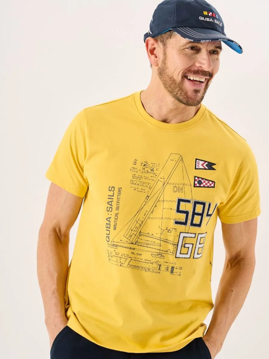 golden_yellow_quba_sails__0.webp Quba & Co Golden Yellow Quba Sails X-Series Boat Design Graphic T-Shirt - Ekko Best