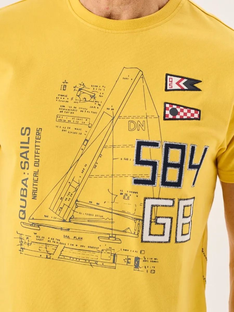 golden_yellow_quba_sails__1.webp Quba & Co Golden Yellow Quba Sails X-Series Boat Design Graphic T-Shirt - Ekko Best