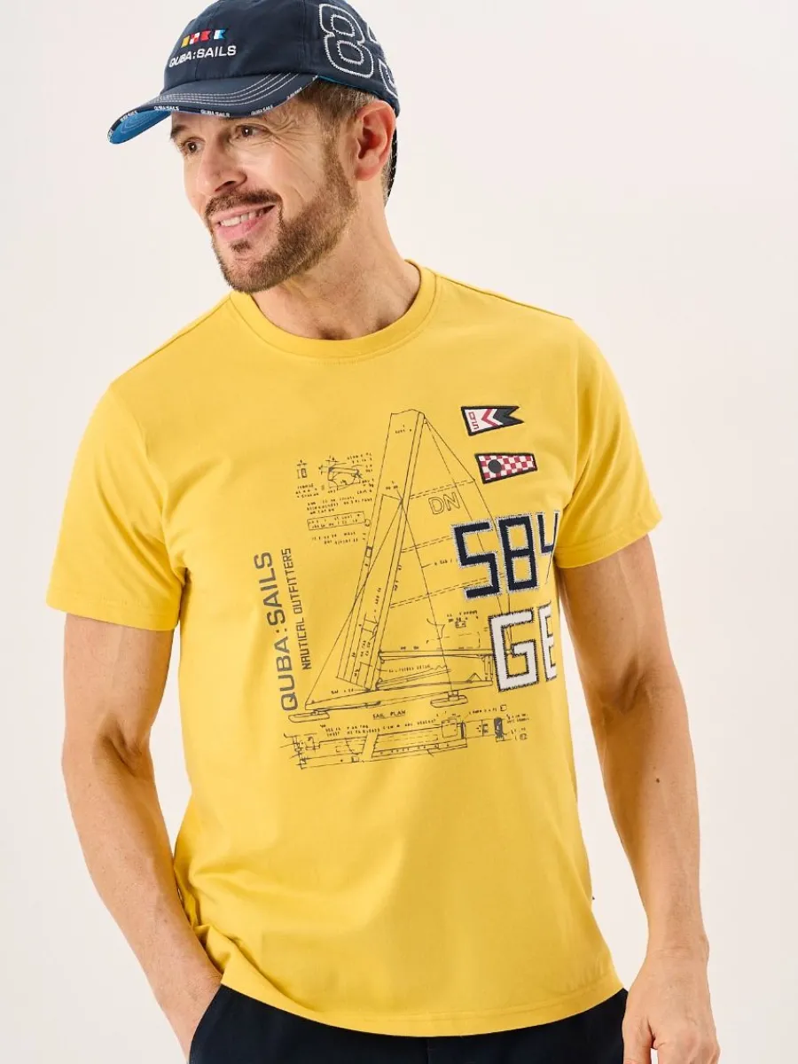 golden_yellow_quba_sails__2.webp Quba & Co Golden Yellow Quba Sails X-Series Boat Design Graphic T-Shirt - Ekko Best