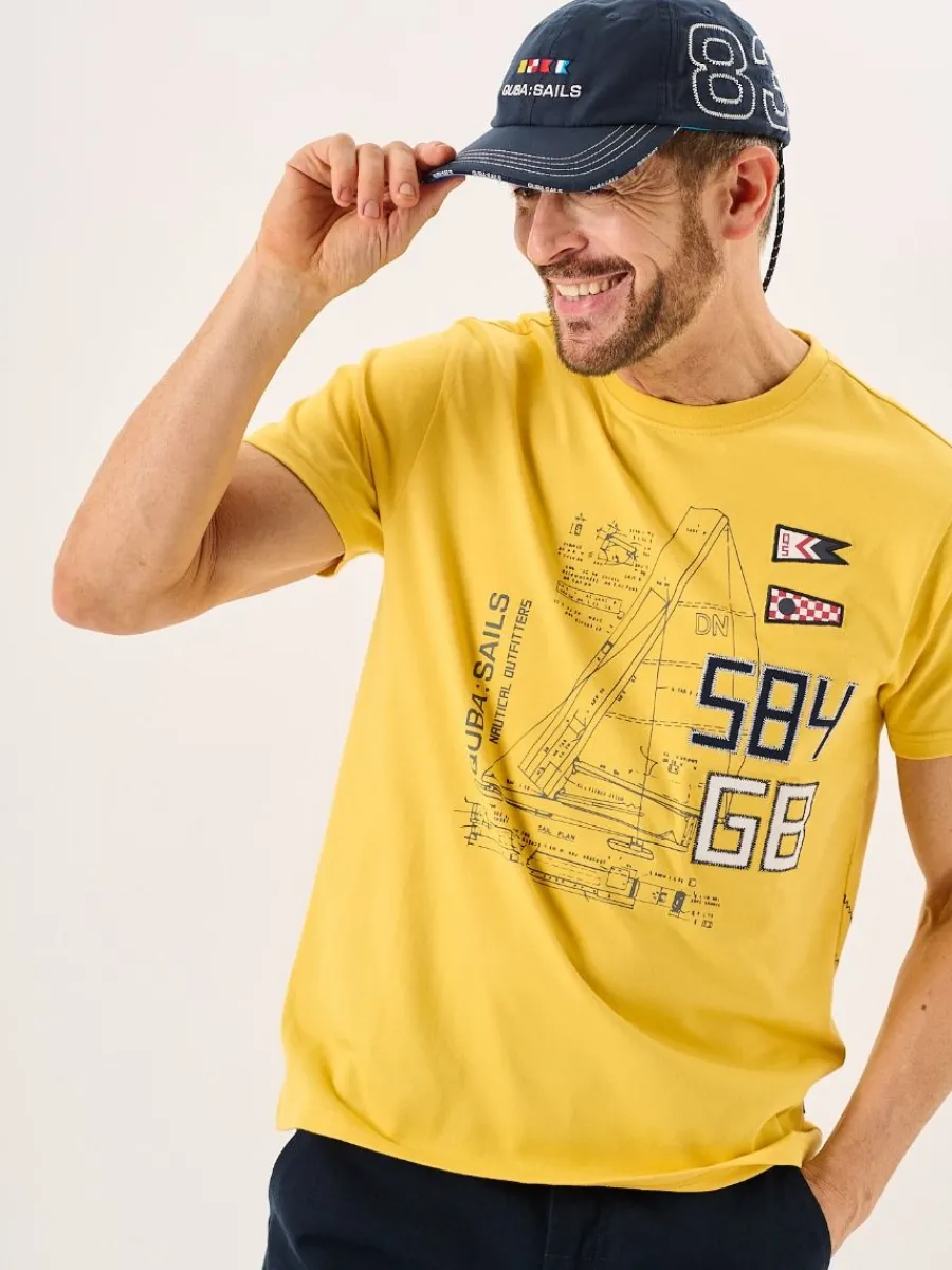 golden_yellow_quba_sails__3.webp Quba & Co Golden Yellow Quba Sails X-Series Boat Design Graphic T-Shirt - Ekko Best