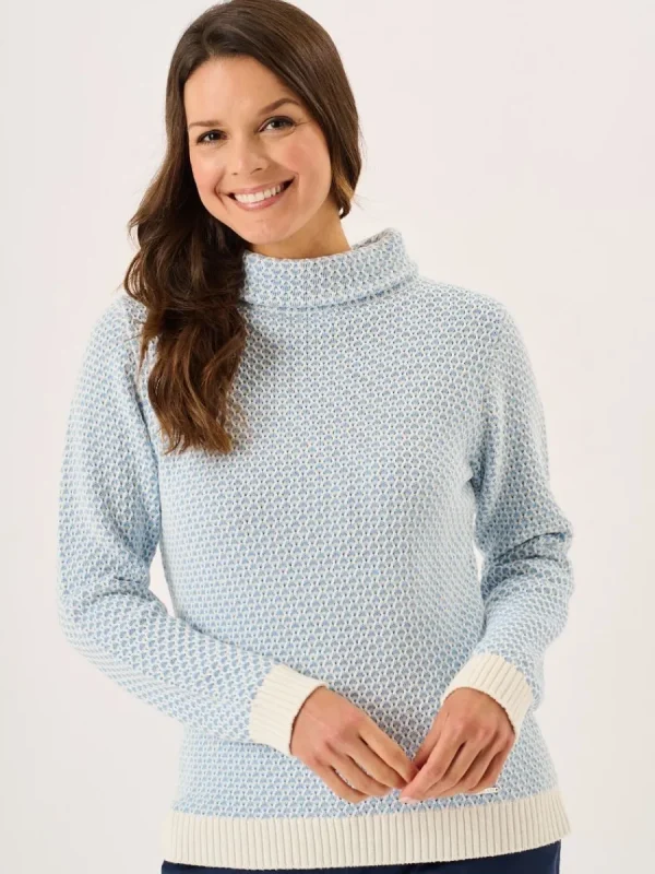 Quba & Co Grensa Cowl Neck Textured Jumper in Sky Blue Fashion