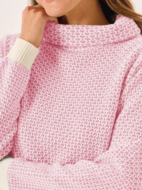 Quba & Co Grensa Cowl Neck Textured Jumper in Light Pink Fashion