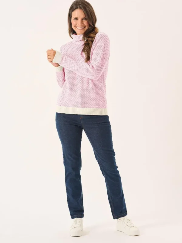 Quba & Co Grensa Cowl Neck Textured Jumper in Light Pink Fashion