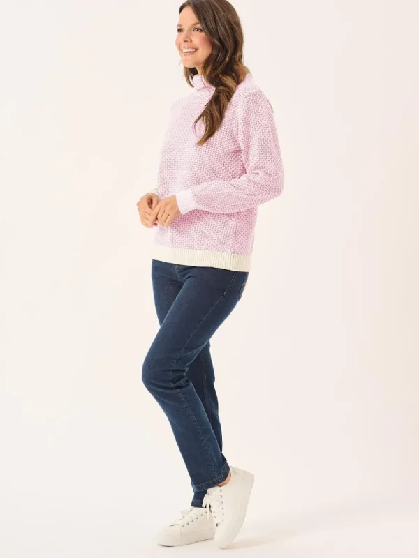 Quba & Co Grensa Cowl Neck Textured Jumper in Light Pink Fashion