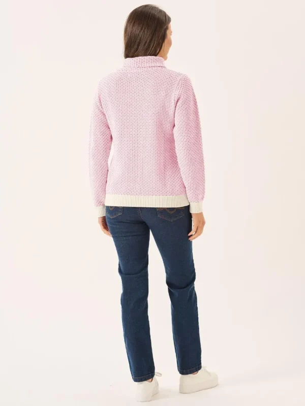 Quba & Co Grensa Cowl Neck Textured Jumper in Light Pink Fashion