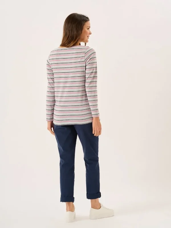Quba & Co Grey Long Sleeve Nautical Print Striped T-Shirt - Linnet New