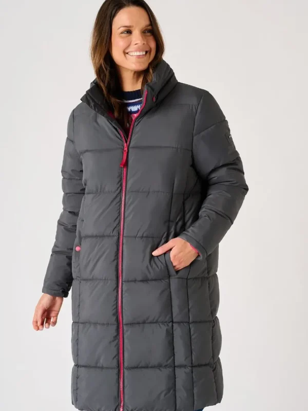 Quba & Co Grey Longline Contrast Zip Padded Jacket - Orebro New