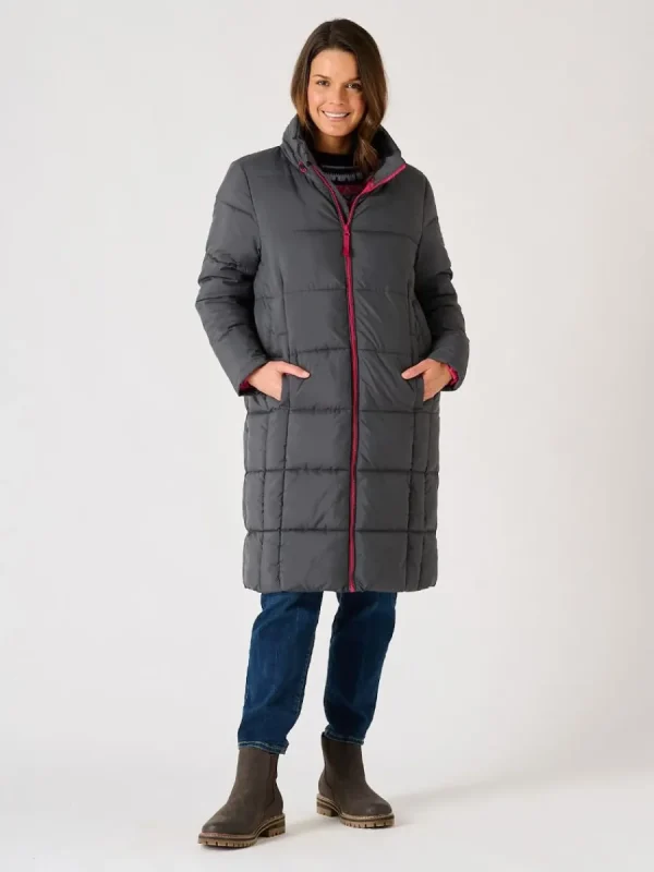Quba & Co Grey Longline Contrast Zip Padded Jacket - Orebro New