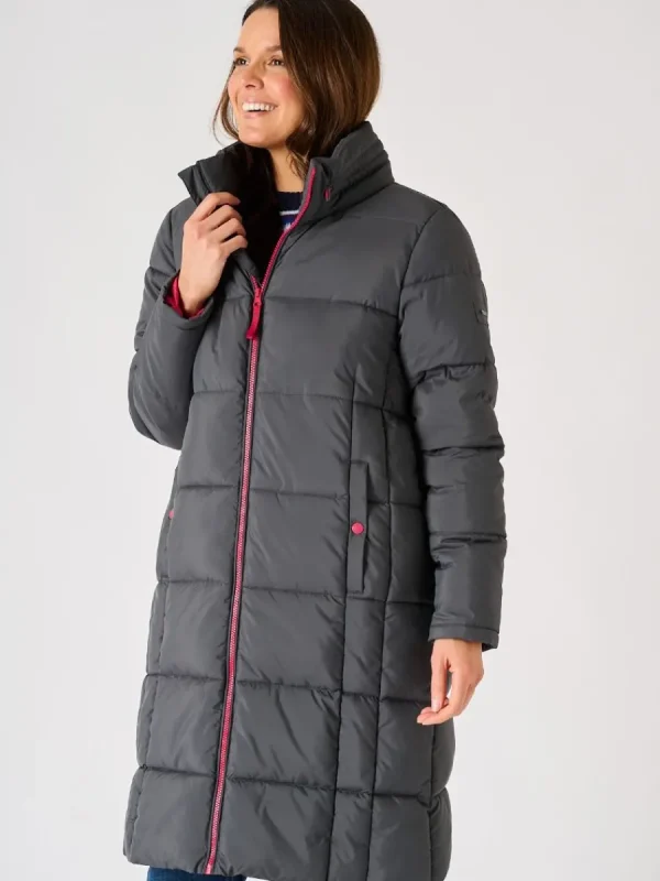 Quba & Co Grey Longline Contrast Zip Padded Jacket - Orebro New