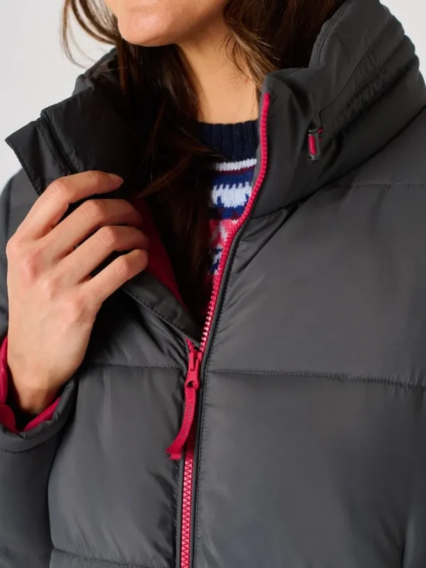 Quba & Co Grey Longline Contrast Zip Padded Jacket - Orebro New