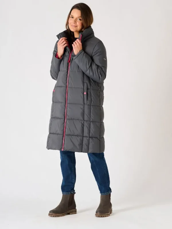 Quba & Co Grey Longline Contrast Zip Padded Jacket - Orebro New