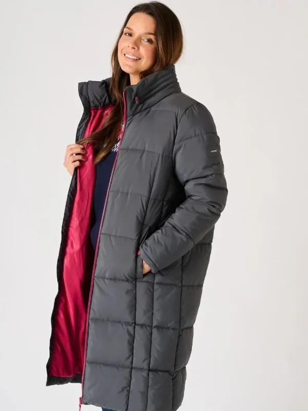 Quba & Co Grey Longline Contrast Zip Padded Jacket - Orebro New