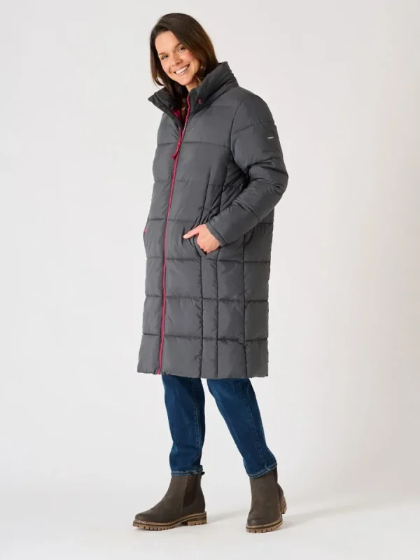 Quba & Co Grey Longline Contrast Zip Padded Jacket - Orebro New