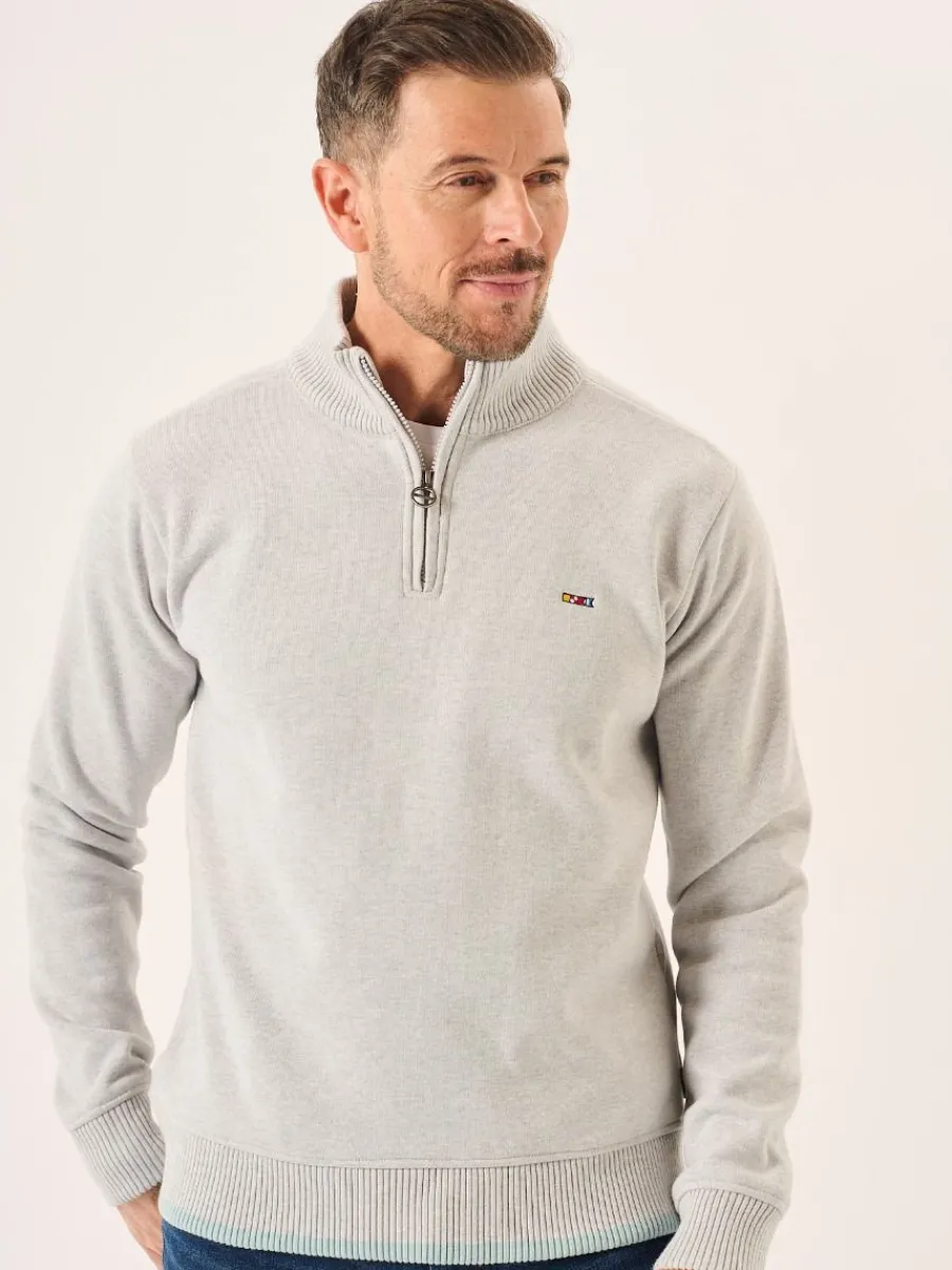 grey_marl_lifestyle_windp_0.webp Quba & Co Grey Marl Lifestyle Windproof Zip Neck Jumper - Koltson Best