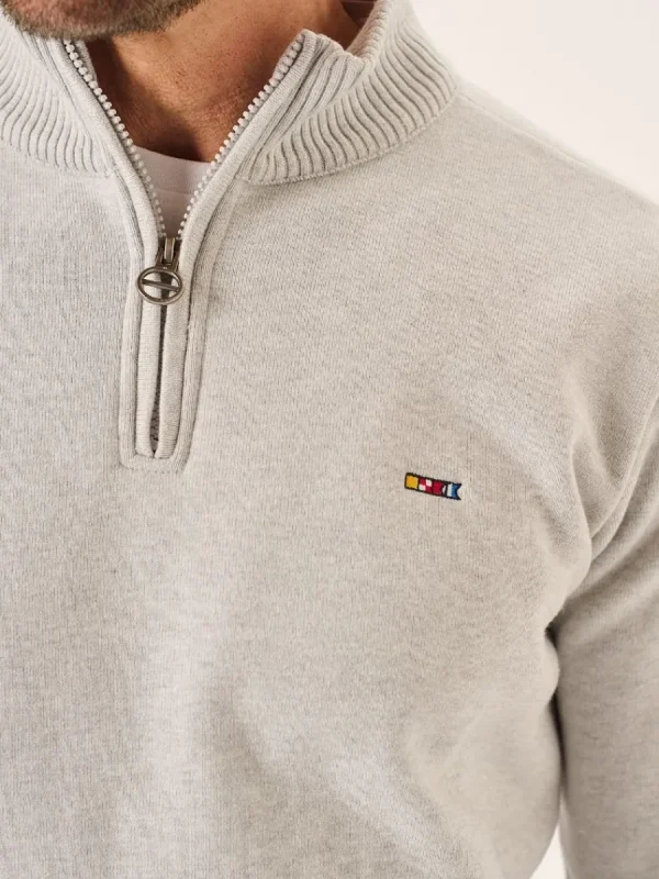 Quba & Co Grey Marl Lifestyle Windproof Zip Neck Jumper - Koltson Best