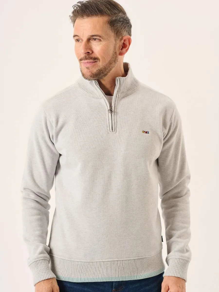 grey_marl_lifestyle_windp_2.webp Quba & Co Grey Marl Lifestyle Windproof Zip Neck Jumper - Koltson Best