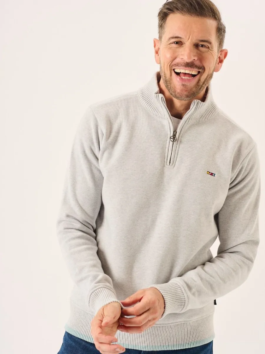 grey_marl_lifestyle_windp_3.webp Quba & Co Grey Marl Lifestyle Windproof Zip Neck Jumper - Koltson Best