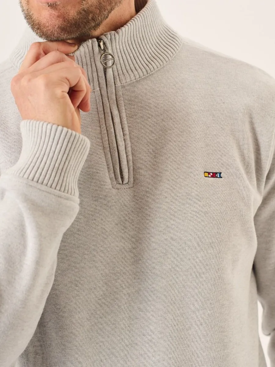 grey_marl_lifestyle_windp_4.webp Quba & Co Grey Marl Lifestyle Windproof Zip Neck Jumper - Koltson Best
