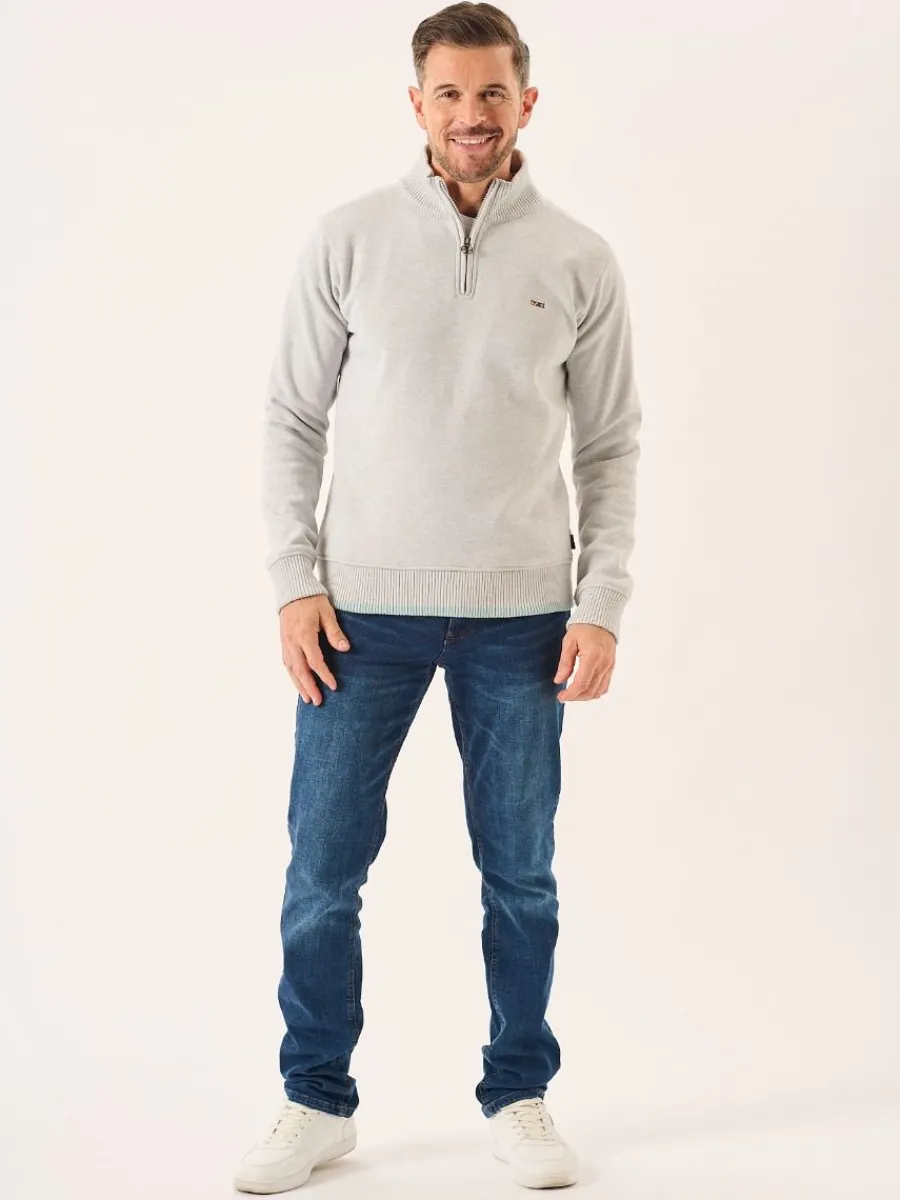 grey_marl_lifestyle_windp_5.webp Quba & Co Grey Marl Lifestyle Windproof Zip Neck Jumper - Koltson Best